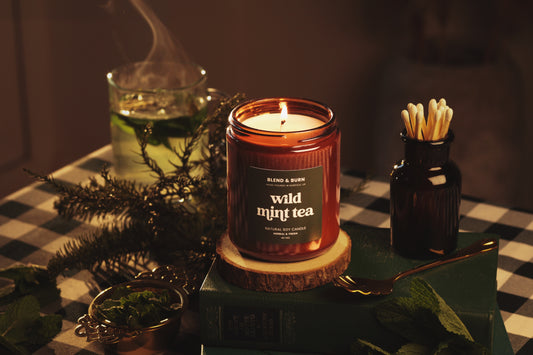 Blend & Burn – Norfolk Natural Soy Candle – Wild Mint Tea – Tea Scented – Non Toxic
