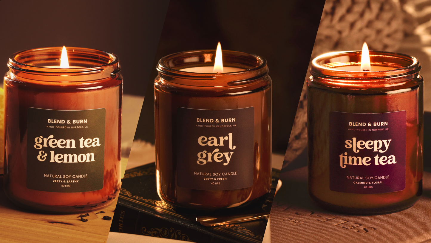 Blend & Burn – Norfolk Natural Soy Candles – Tea Collection – Tea Scented – Non Toxic – Luxury – Handmade