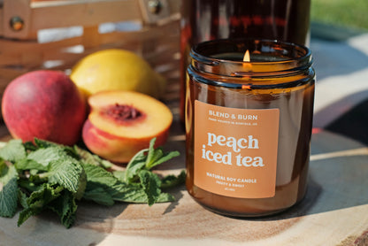Blend & Burn – Norfolk Natural Soy Candle – Peach Iced Tea – Tea Scented – Non Toxic – Fruity, Summer Scent
