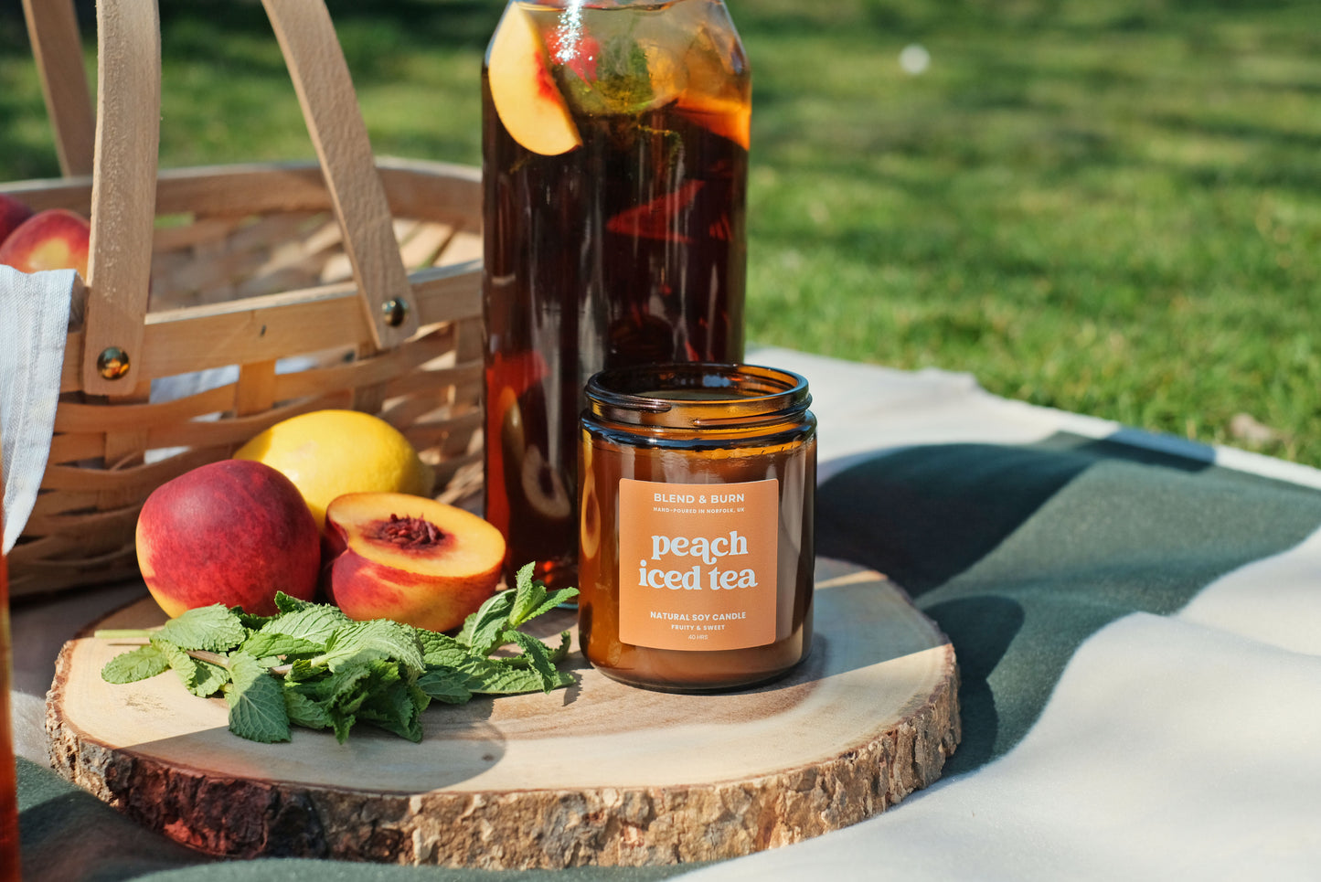 Blend & Burn – Norfolk Natural Soy Candle – Peach Iced Tea – Tea Scented – Non Toxic – Fruity, Summer Scent