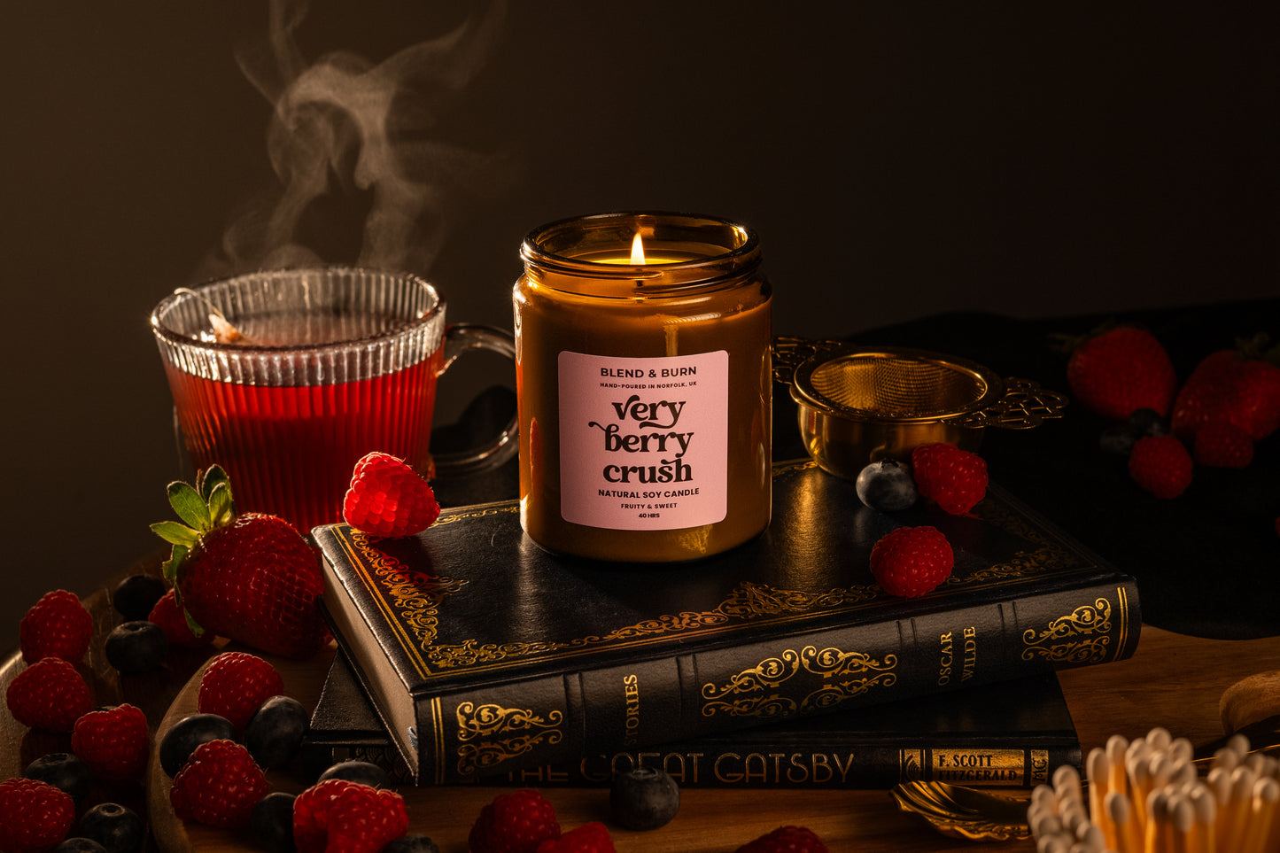 Blend & Burn – Norfolk Natural Soy Candles – Very Berry Crush – Berry Tea Scented Candle – Non Toxic – Luxury – Handmade - High Quality