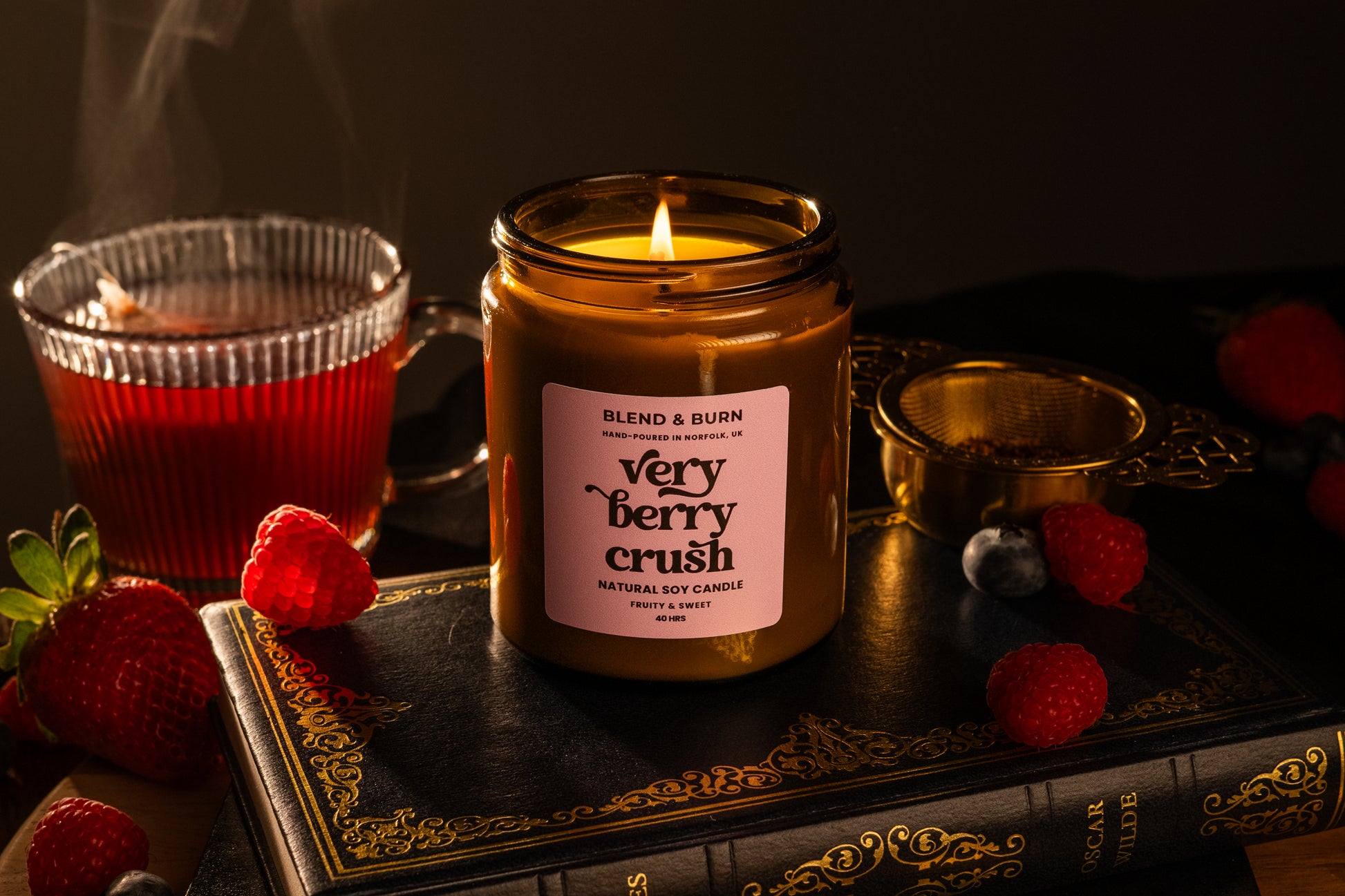 Blend & Burn – Norfolk Natural Soy Candles – Very Berry Crush – Berry Tea Scented Candle – Non Toxic – Luxury – Handmade - High Quality