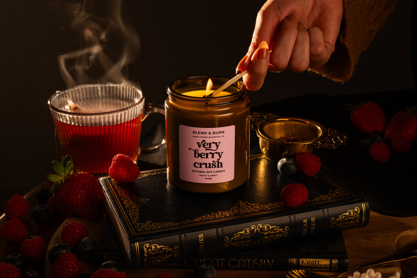 Blend & Burn – Norfolk Natural Soy Candles – Very Berry Crush – Berry Tea Scented Candle – Non Toxic – Luxury – Handmade - High Quality