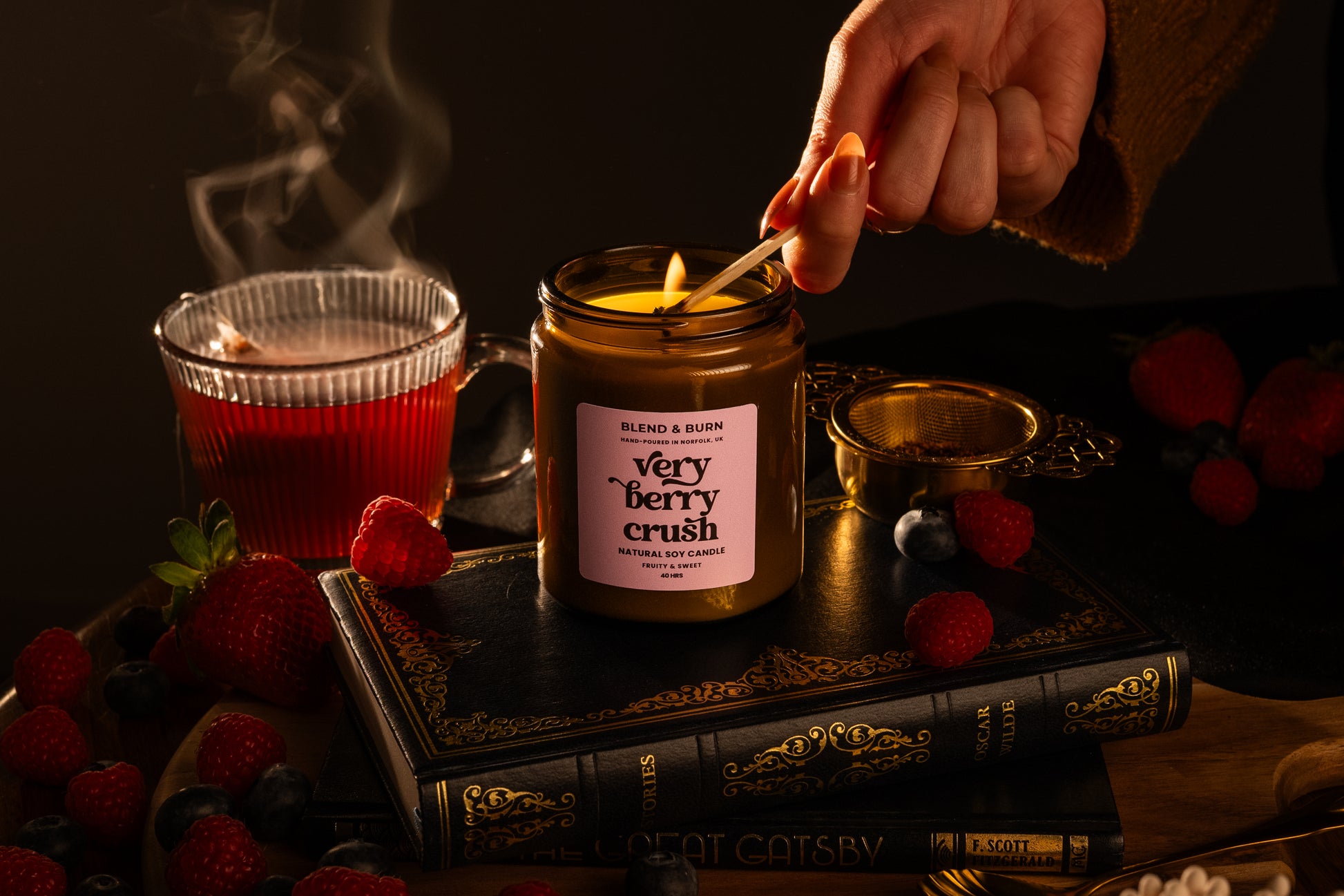 Blend & Burn – Norfolk Natural Soy Candles – Very Berry Crush – Berry Tea Scented Candle – Non Toxic – Luxury – Handmade - High Quality