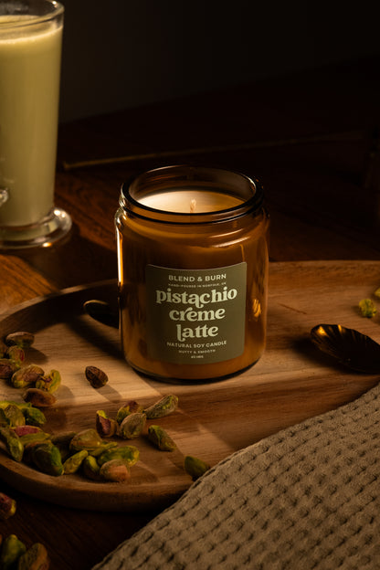 Blend & Burn – Norfolk Natural Soy Candles – Pistachio Creme Latte – Pistachio Scented Candle – Non Toxic – Luxury – Handmade - High Quality