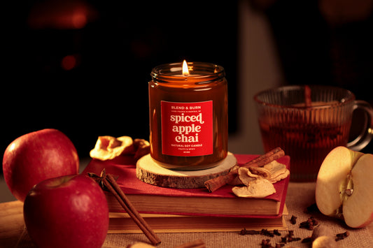 Blend & Burn – Norfolk Natural Soy Candle – Spiced Apple Chai – Tea Scented – Tea Lovers Gift – Autumn Candle