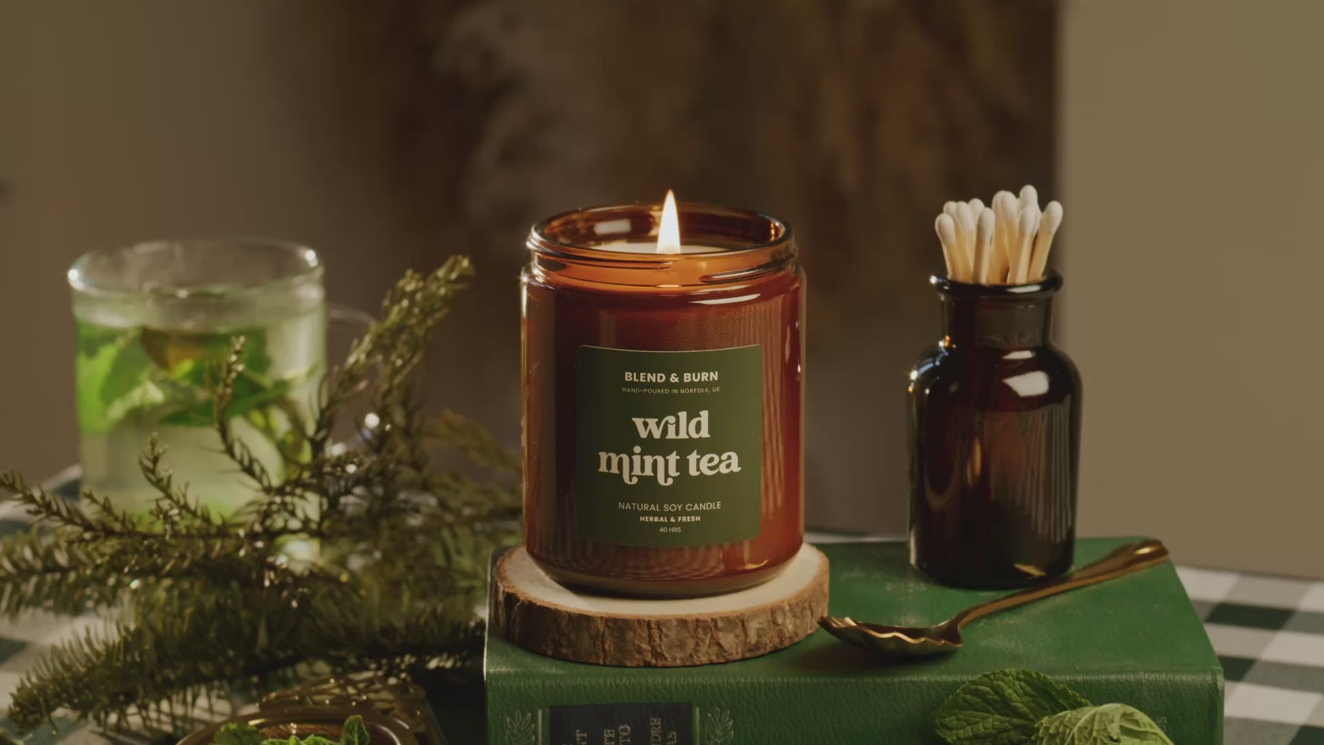 Blend & Burn – Norfolk Natural Soy Candle – Wild Mint Tea – Tea Scented – Non Toxic